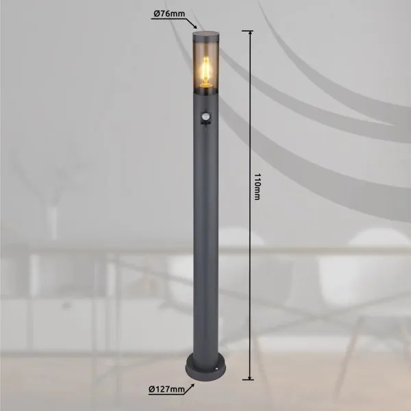 Lampă de exterior cu senzor Globo 3159SAS BOSTON 1xE27/15W/230V IP44 110 cm negru