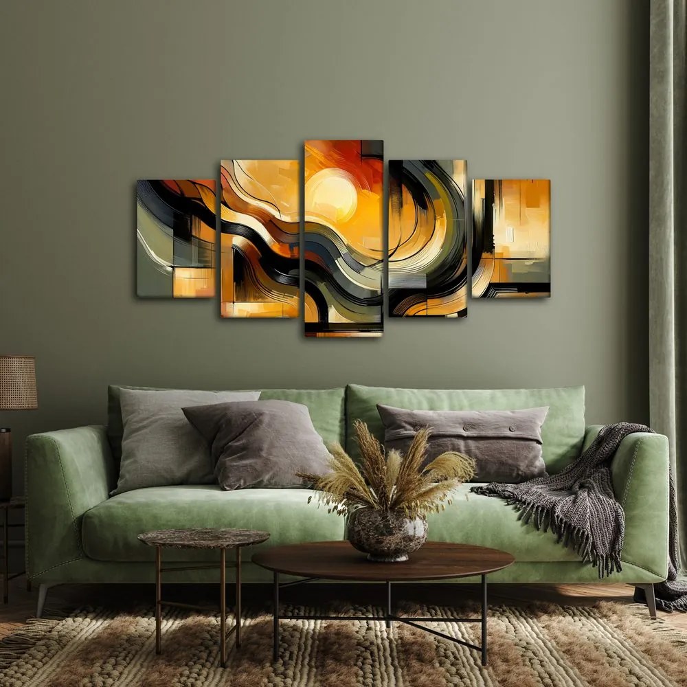 Tablou 5-piese apus de soare abstract