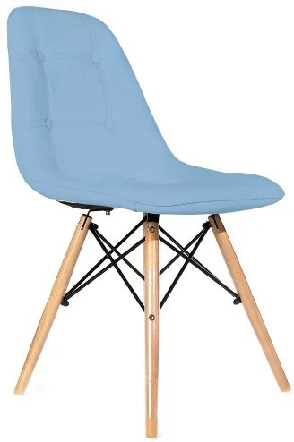 Scaun tapitat cu piele ecologica si picioare de lemn, Iars Blue, l41xA36xH83 cm