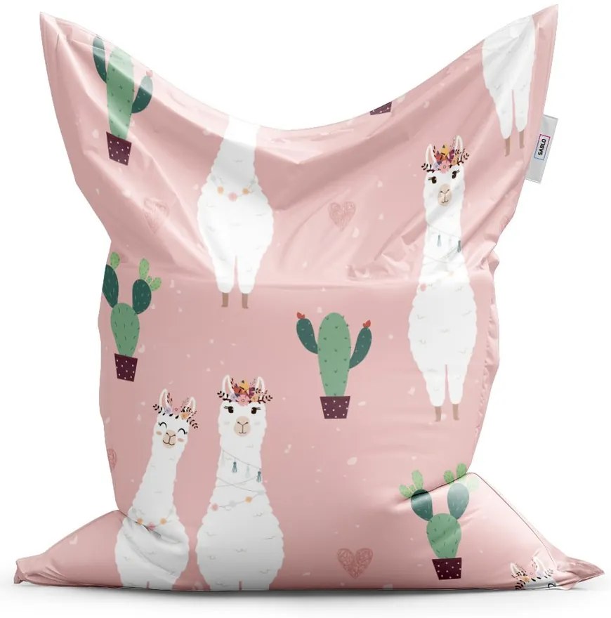 Sac de șezut Classic lamă și cactuși - pentru copii, roz