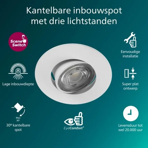 Philips - Set 3 buc. spot LED încastrat dimabil CILANTRO LED/5W/230V 2700K negru