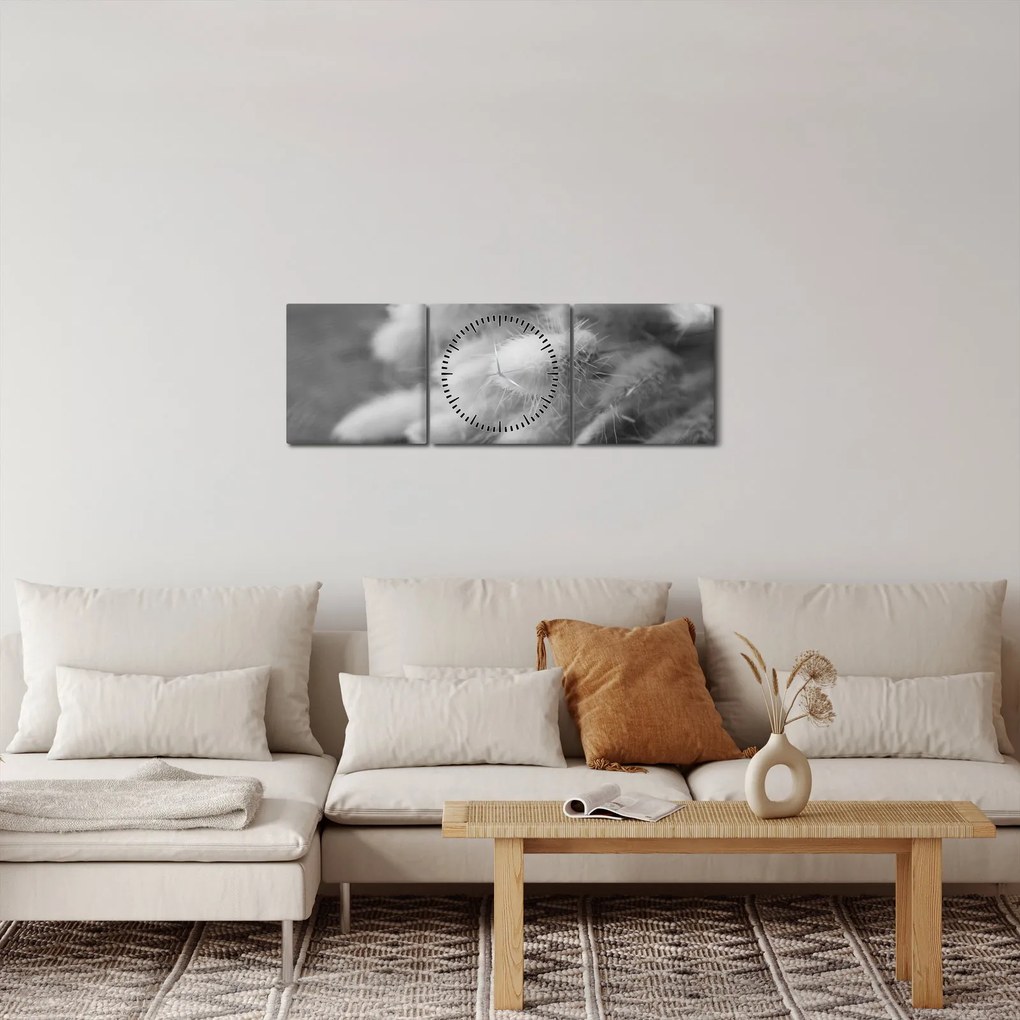 Tablou - iarbă de coadă de iepure pe masă (cu ceas) (90x30 cm)