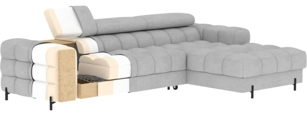 Colțar crem extensibil/cu spațiu de depozitare cu tapițerie din țesătură bouclé (cu colț pe partea stângă/cu șezlong) Felro – ELTAP