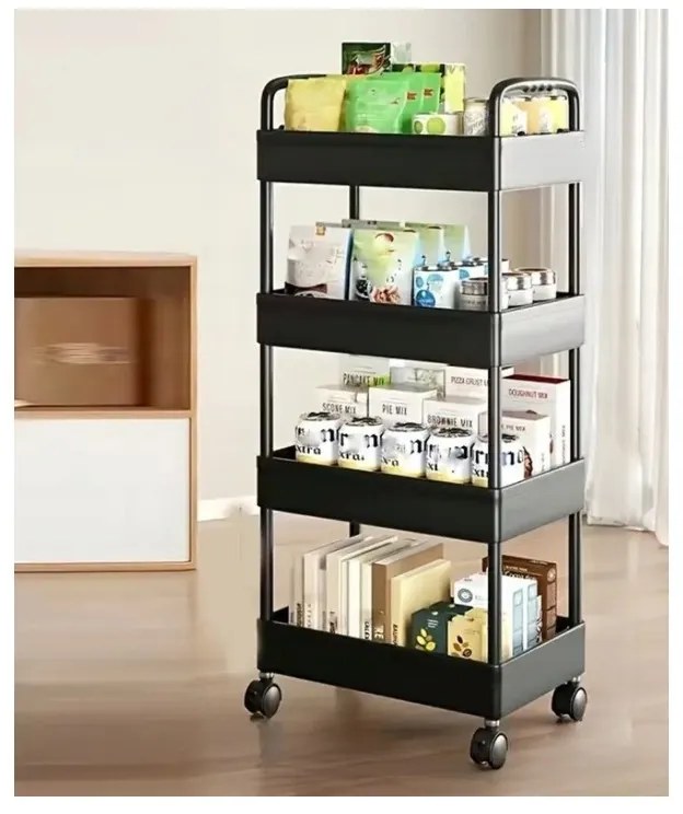 Raft pe rotile POZIO 37x22x95 cm negru