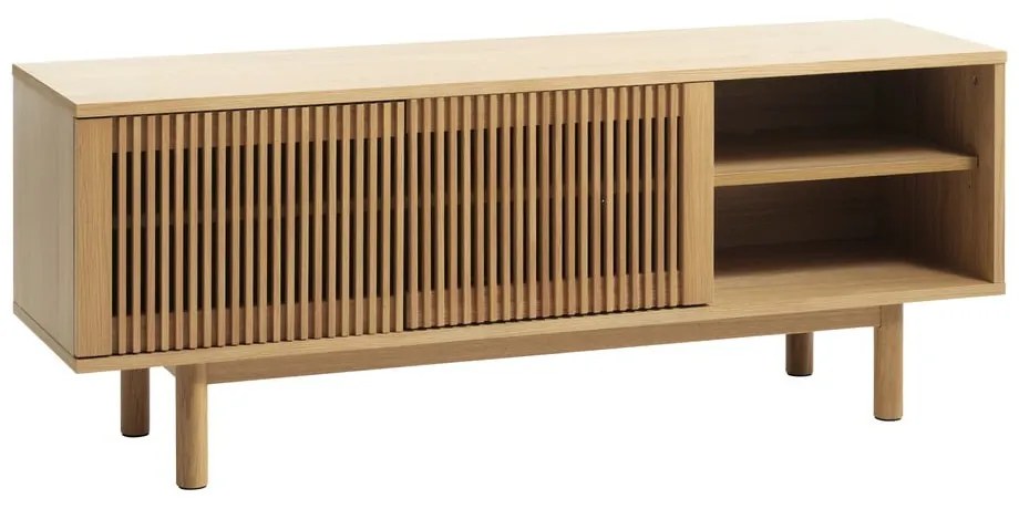 Comodă TV în culoare naturală cu aspect de lemn de stejar 143x55 cm Tiber – Unique Furniture