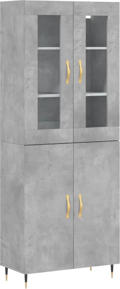 vidaXL Dulap înalt, gri beton, 69,5x34x180, lemn compozit