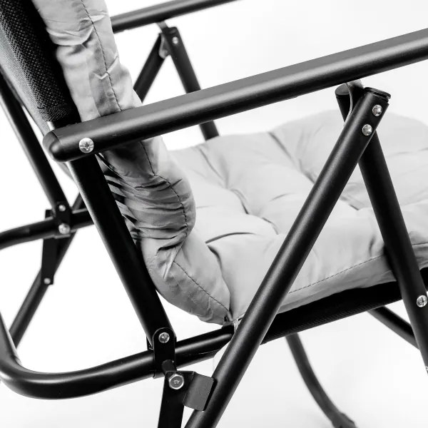 Scaun pliabil de drumeție cu saltea negru/gri