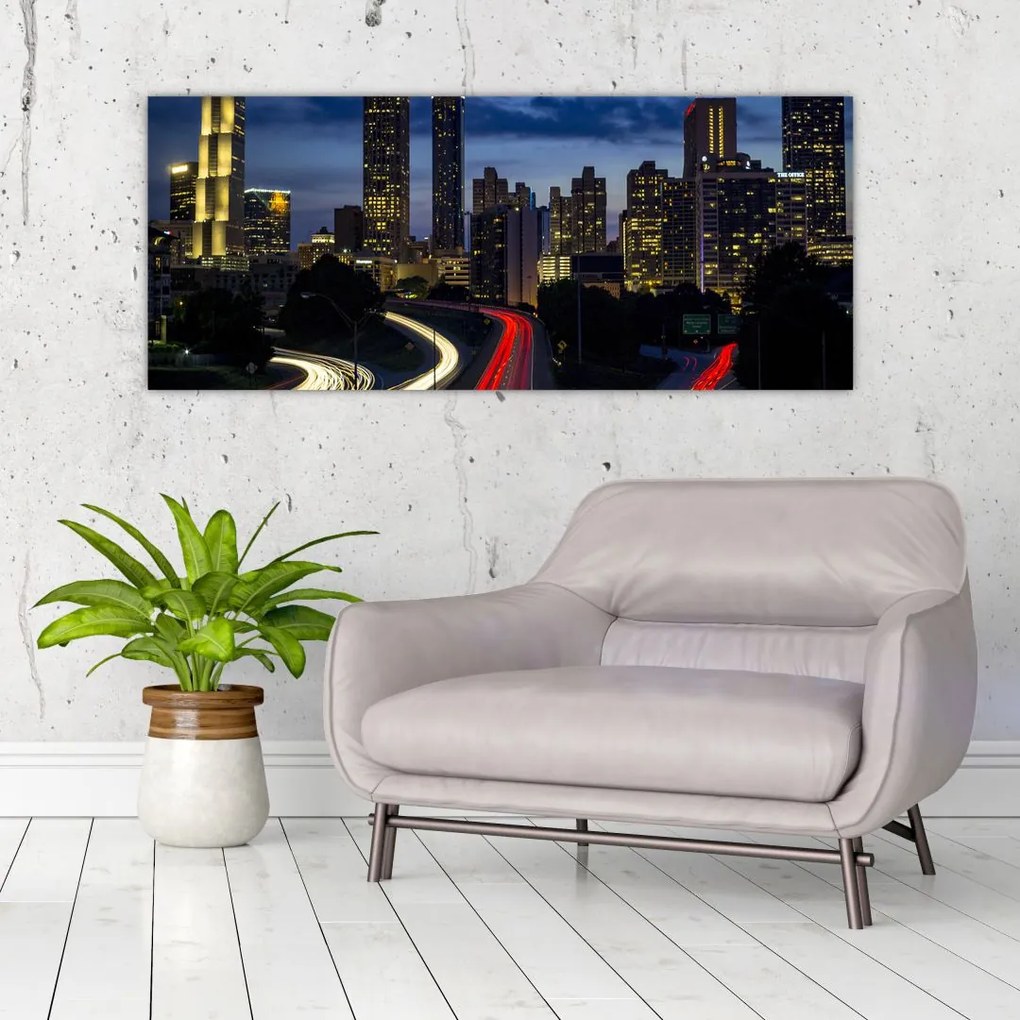 Tablou cu orașul nocturn (120x50 cm)