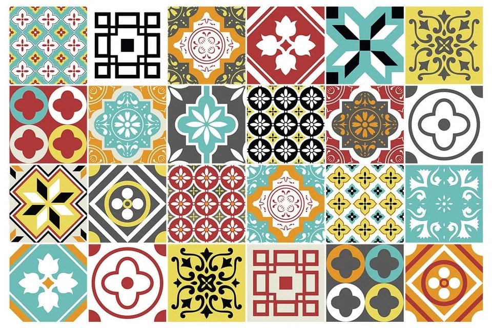 Set de 24 autocolante de perete Ambiance Montecito, 15 x 15 cm