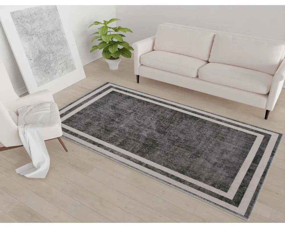 Covor gri/crem lavabil 180x120 cm - Vitaus