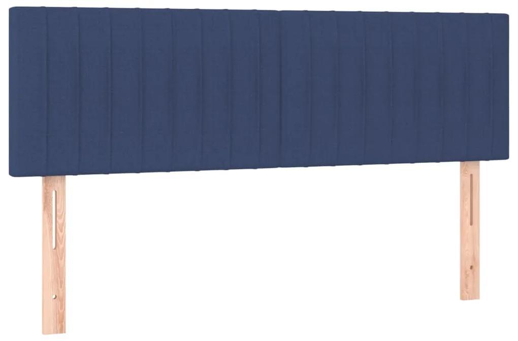 Pat continental cu saltea, albastru, 140x200cm, material textil Albastru, 140 x 200 cm, Benzi verticale