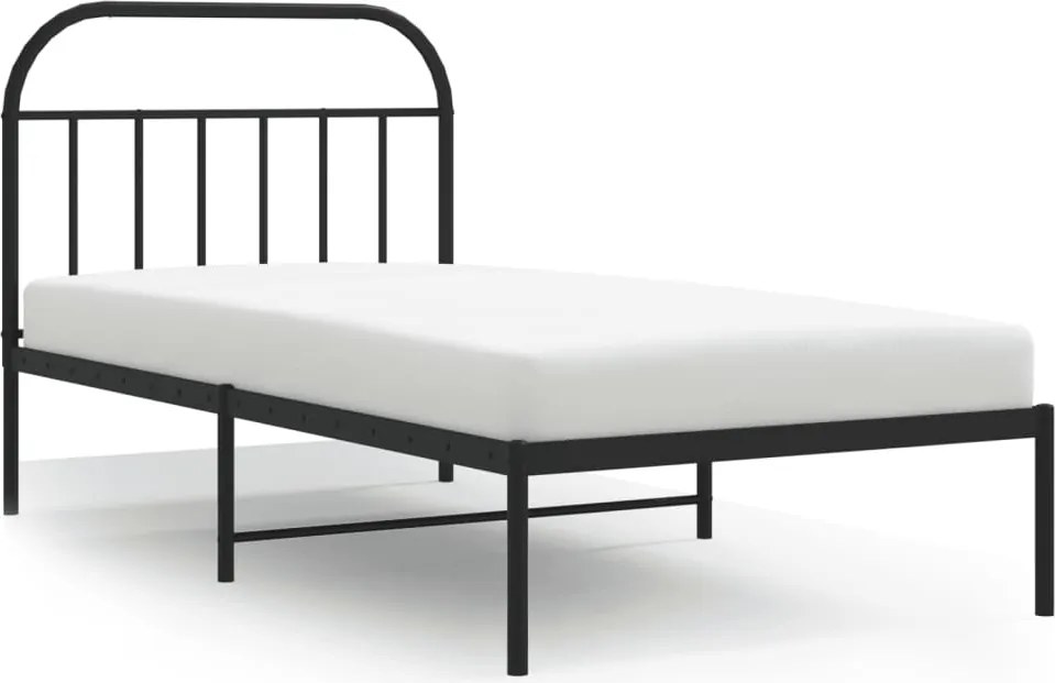 vidaXL Cadru de pat din metal cu tăblie, negru, 107x203 cm