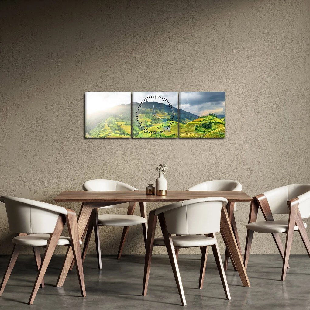 Tablou plantație (cu ceas) (90x30 cm)