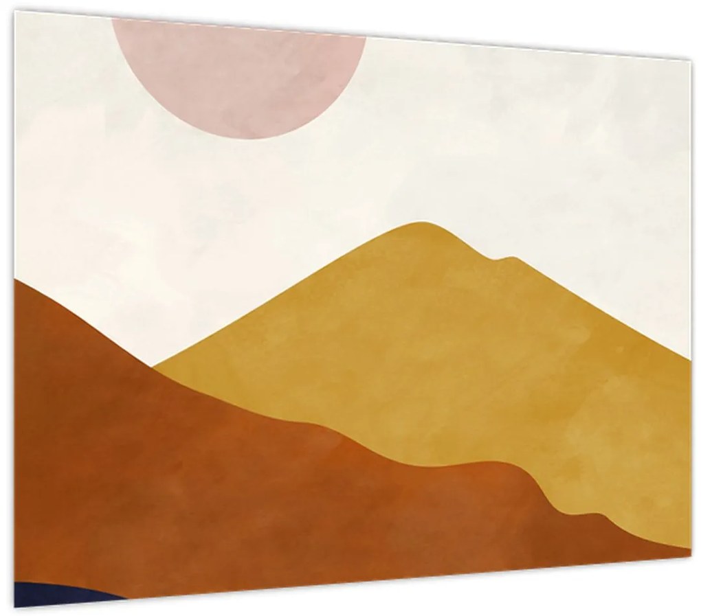 Tablou pe sticlă - Acuarelă munți N⁰1 (70x50 cm)