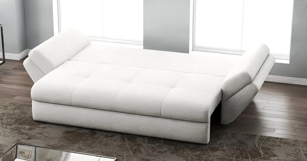 Canapea extensibilă dumonde cu ladă de depozitare si sezut confortabil din spuma high-density, Loana Euphoria Ivory 250x100 cm