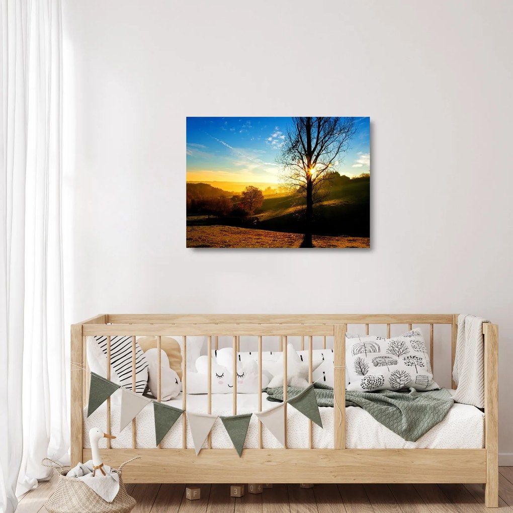 Tablou pe sticlă cu răsăsrit de soare (70x50 cm)