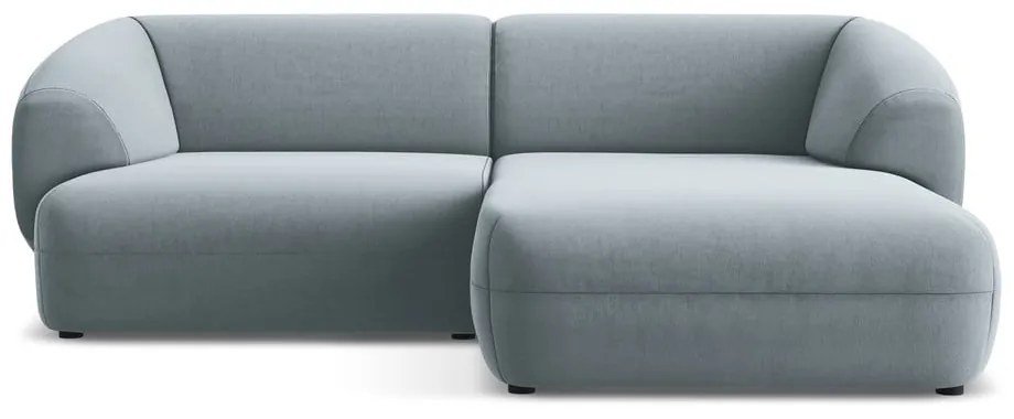 Colțar albastru deschis cu tapițerie din catifea (cu colț pe partea dreaptă) Moana – Makamii