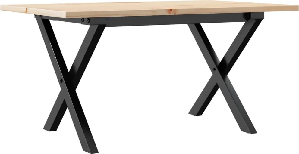 vidaXL Masă de cafea, cadru X, 80x50x40 cm, lemn masiv pin și Oţel