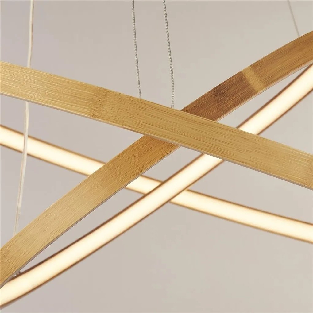 Lustra moderna cu 2 inele LED din bambus X Eternity