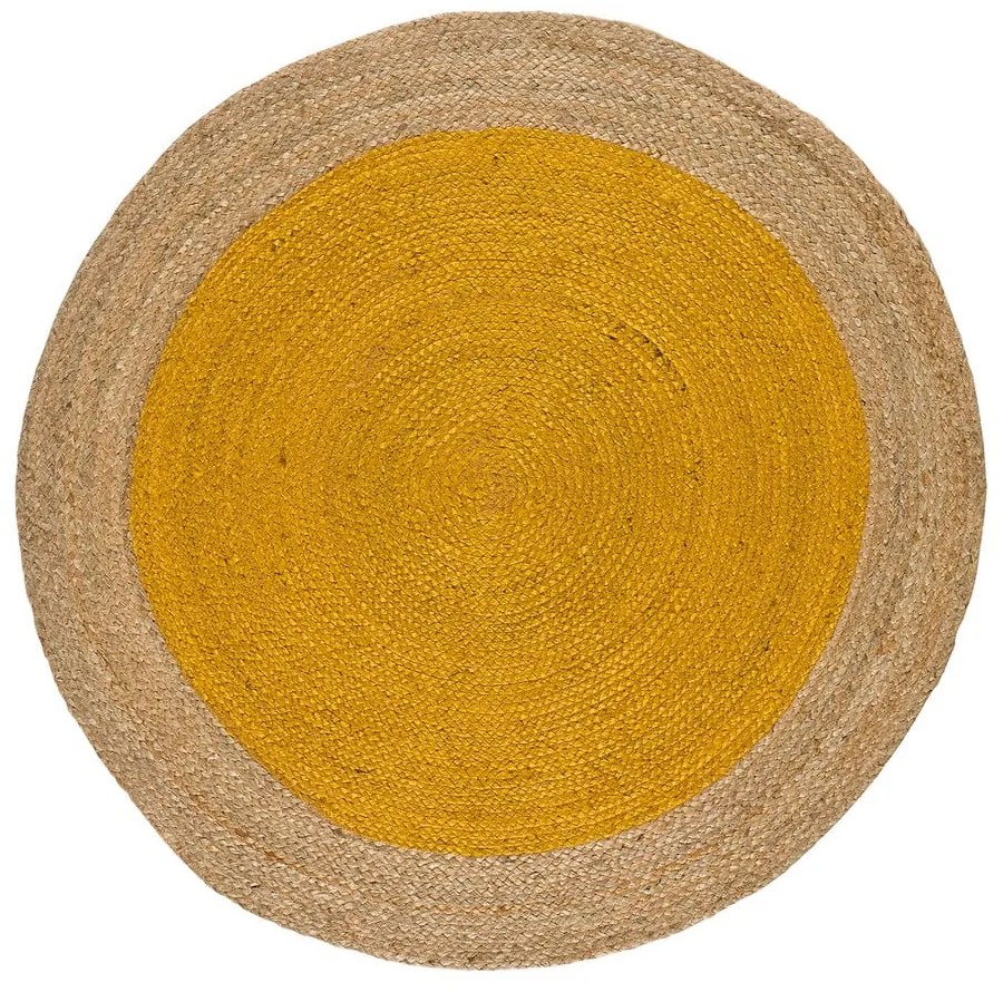 Covor galben muștar-natural rotund ø 90 cm Mahon – Universal