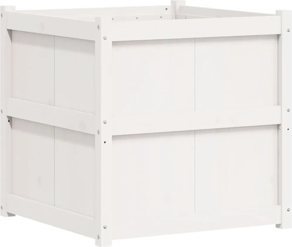 vidaXL Jardinieră de grădină, alb, 70x70x70 cm, lemn masiv de pin