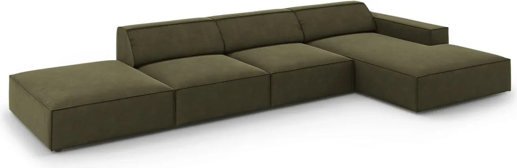 Coltar dreapta 5 locuri, Jodie, Micadoni Home, BL, fara cotiera, 341x166x70 cm, catifea, verde