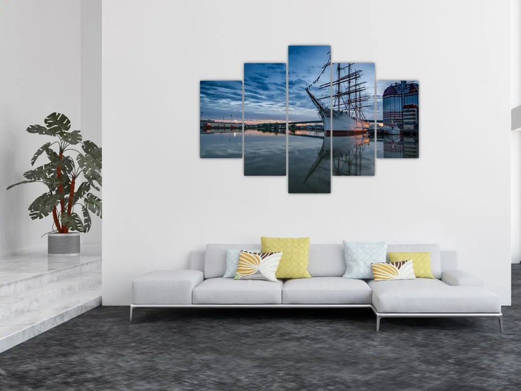 Tablou cu barcă cu pânze (150x105 cm)