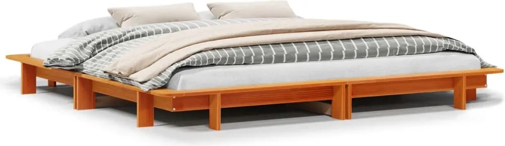 vidaXL Cadru de pat fără saltea, maro ceruit 180x200 cm lemn masiv pin