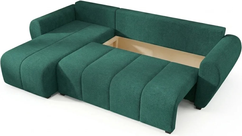 Coltar extensibil reversibil SEVIO 246x145 cm, verde sticla + 2 pernite GRATUIT