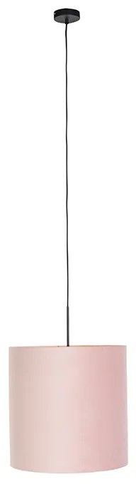 Lampă suspendată cu abajur din catifea roz cu auriu 40 cm - Combi