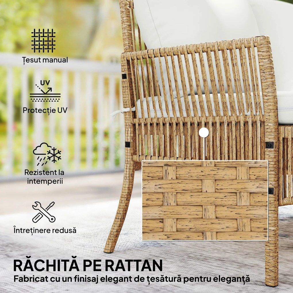 Outsunny Set de Mobilier de Grădină, Set de Grădină 3 Piese, Crem Natural | Aosom Romania
