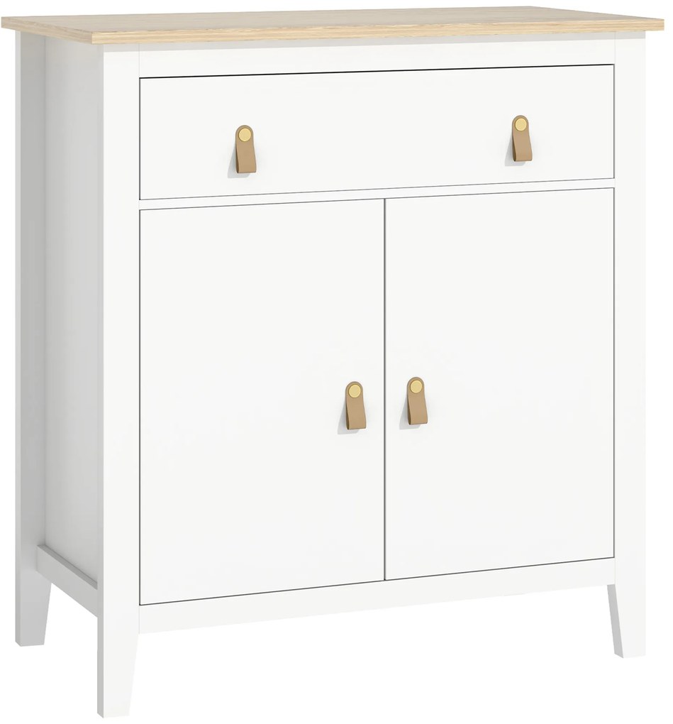 HOMCOM Bufet salon mobilier de depozitare cu dulap cu 2 uși, sertar și raft reglabil, 80 x 40 x 90 cm, alb | Aosom Romania