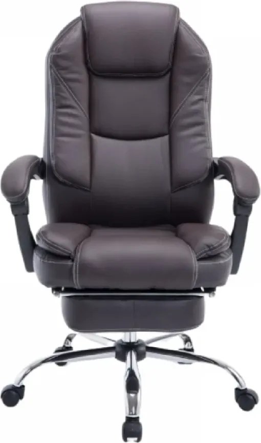 RESIGILAT- Scaun directorial cu suport picioare, SIB 2272, Piele ecologica, Maro Închis