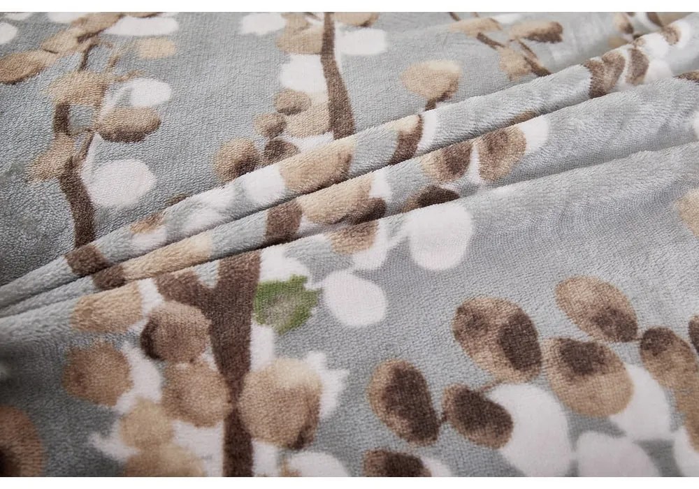 Lenjerie de pat gri din micropluș/cocolino pentru pat de o persoană 140x200 cm Branches – My House