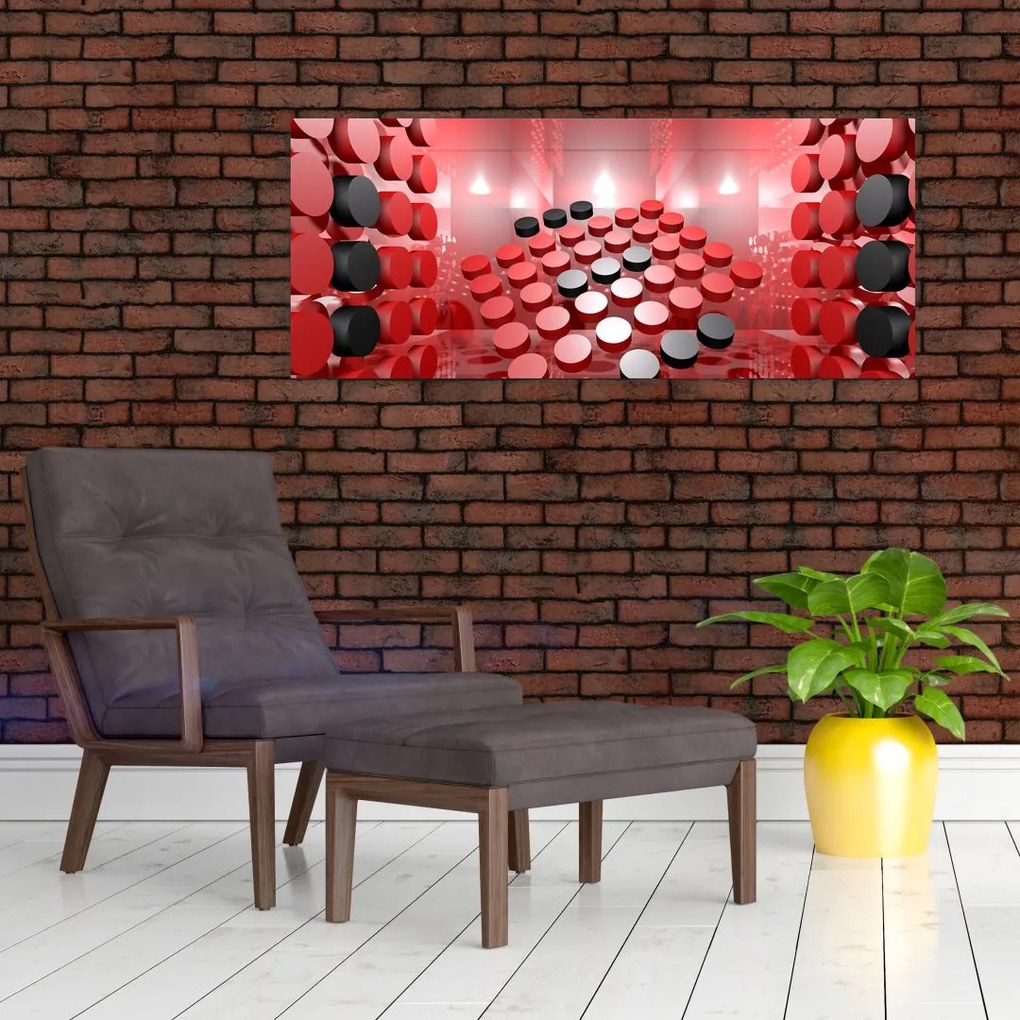 Tablou cu abstracți din butoane (120x50 cm)