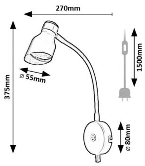Lampă de perete Rabalux 73051 LILOU 1xGU10/25W/230V