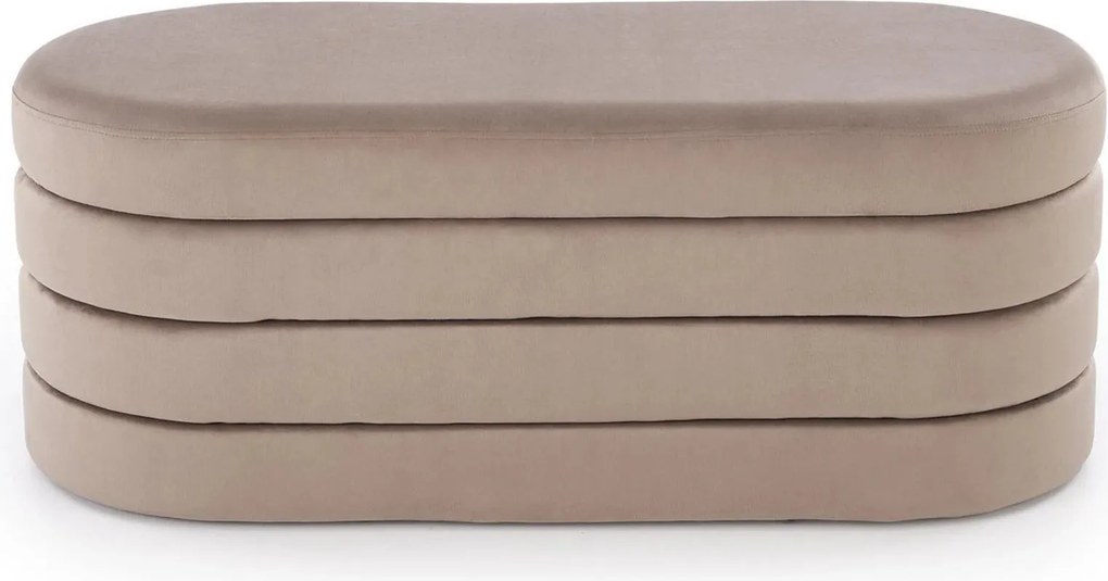 Bancheta CALPI, stofa catifelata bej, 110x46x42 cm