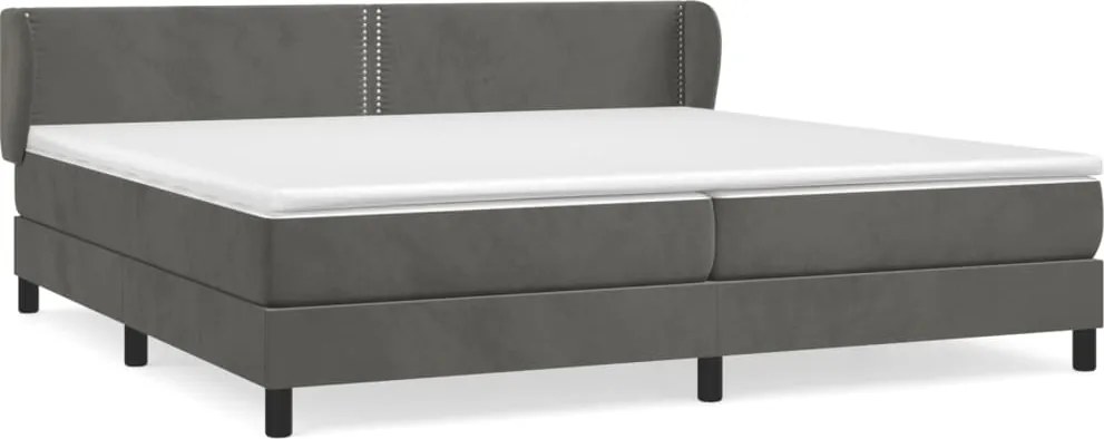 vidaXL Pat box spring cu saltea, gri închis, 200x200 cm, catifea