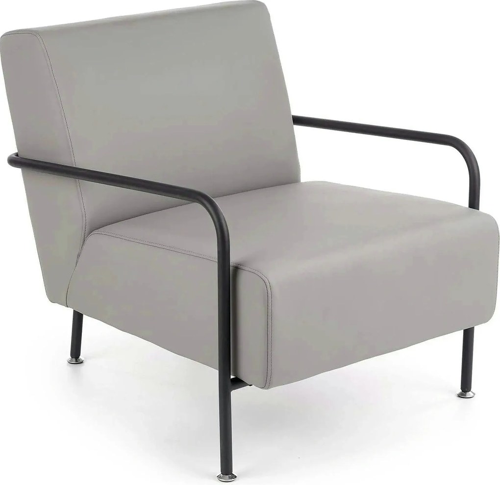 Fotoliu CUPER, gri/negru, piele ecologica/otel, 69x82x75 cm