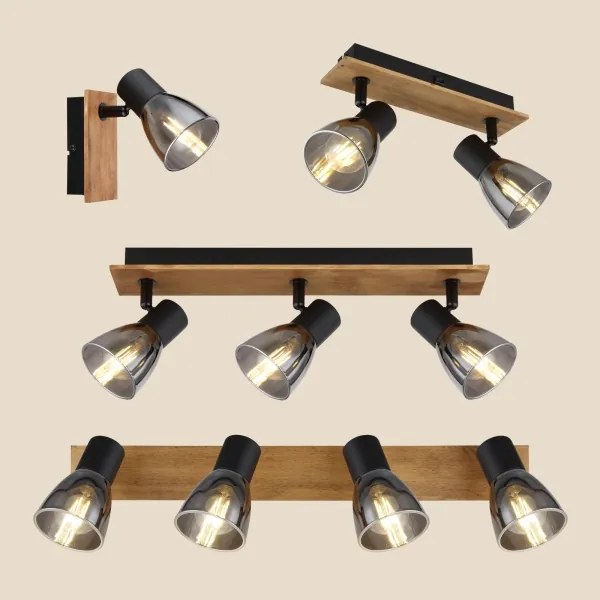 Spot de perete CLAUDE 2xE14/40W/230V negru/lemn Globo 54307-2W