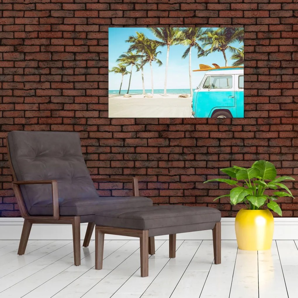 Tablou - Vintage, furgonetă, plajă (90x60 cm)