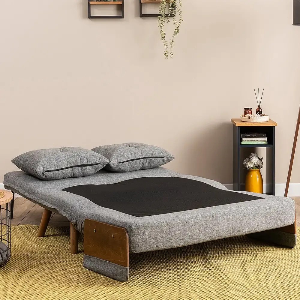 Canapea extensibilă 2 locuri modernă 190x120 cm – stofă gri – Esme