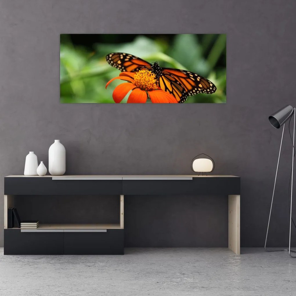 Tablou cu fluture pe floare (120x50 cm)