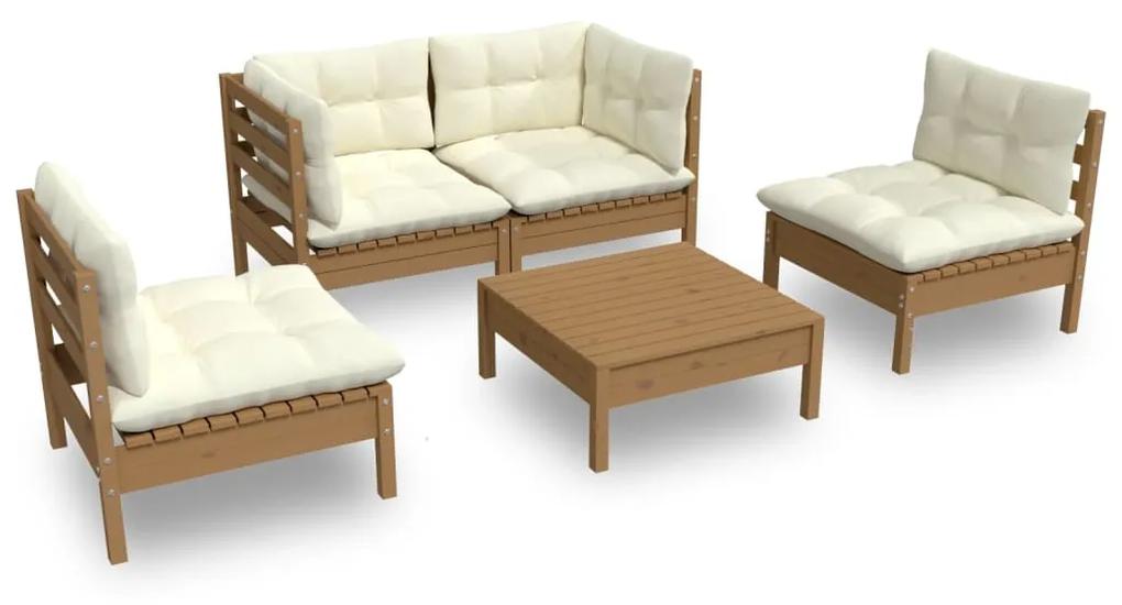 3096181 vidaXL Set mobilier grădină cu perne, 5 piese, lemn masiv de pin
