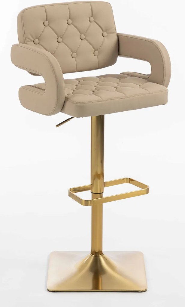 HR8403KW Scaun Crem Piele Ecologica Premium Soft cu Bază Aurie