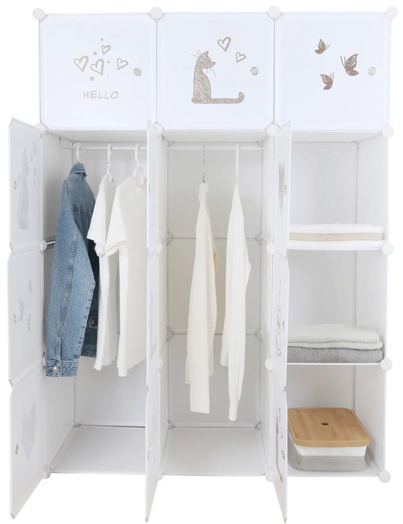 Dulap modular pentru copii, model alb   maro pentru copii, KITARO