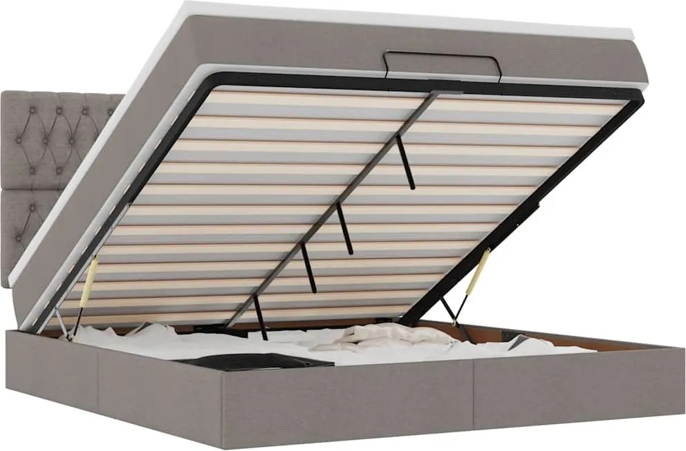 vidaXL Cadru de pat otoman cu saltea Taupe 180x200cm Material