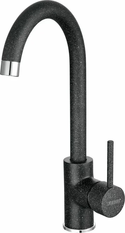 Baterie bucatarie negru mat Ferro Freya pipa curbata