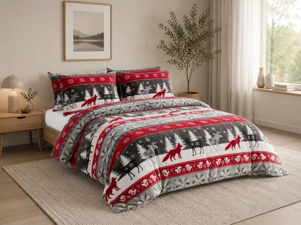 Lenjerie cocolino gri NOWY FOREST Dimensiune lenjerie de pat: 2 buc 70 x 90 cm | 200 x 220 cm