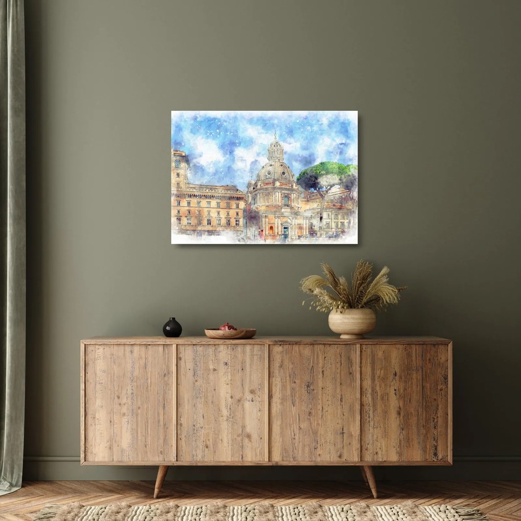 Tablou pe sticlă - Biserica Santa Maria di Loreto, Roma, Italia (70x50 cm)
